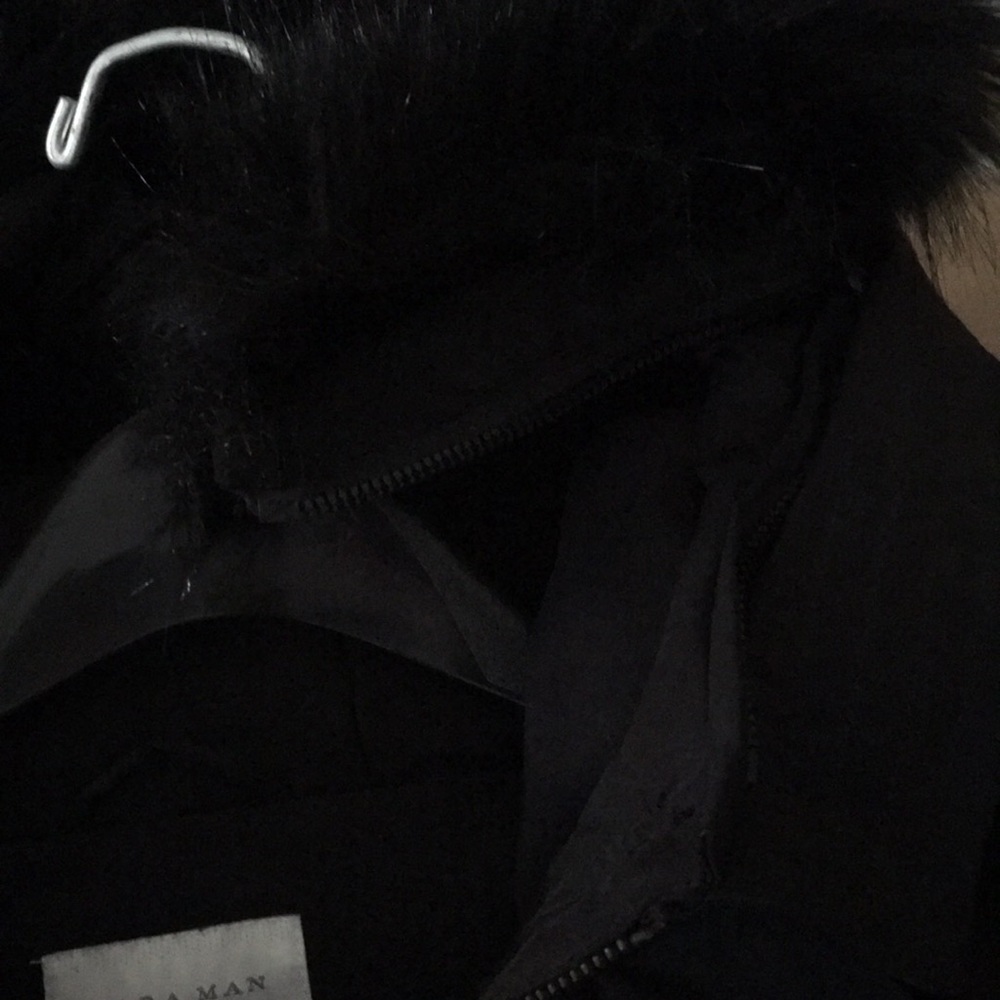 Zara MAN Long Quilted Coat With Faux Fur Hood - Picture 8 of 12
